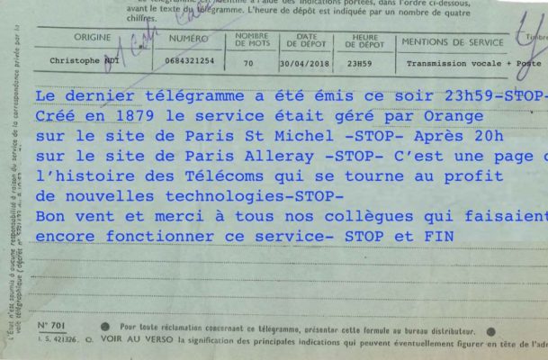 En France, le dernier télégramme de l’histoire a été envoyé lundi soir